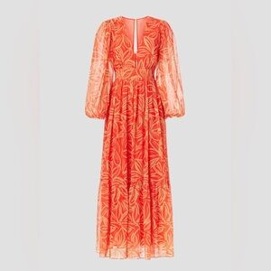 Toccin x RTR V-Neck Long Sleeve Maxi Dress. Orange and Tan Size 6